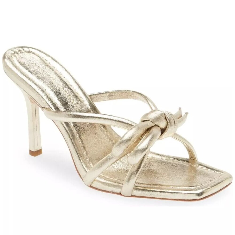 $380 Loeffler Randall Margi OVERSIZED Bow Heel LEATHER HEEL CHAMPAGNE 6 (DC13)